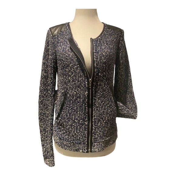 Ella Moss zippered faux leather classic cardigan/jacket. Sz. S - Picture 1 of 16